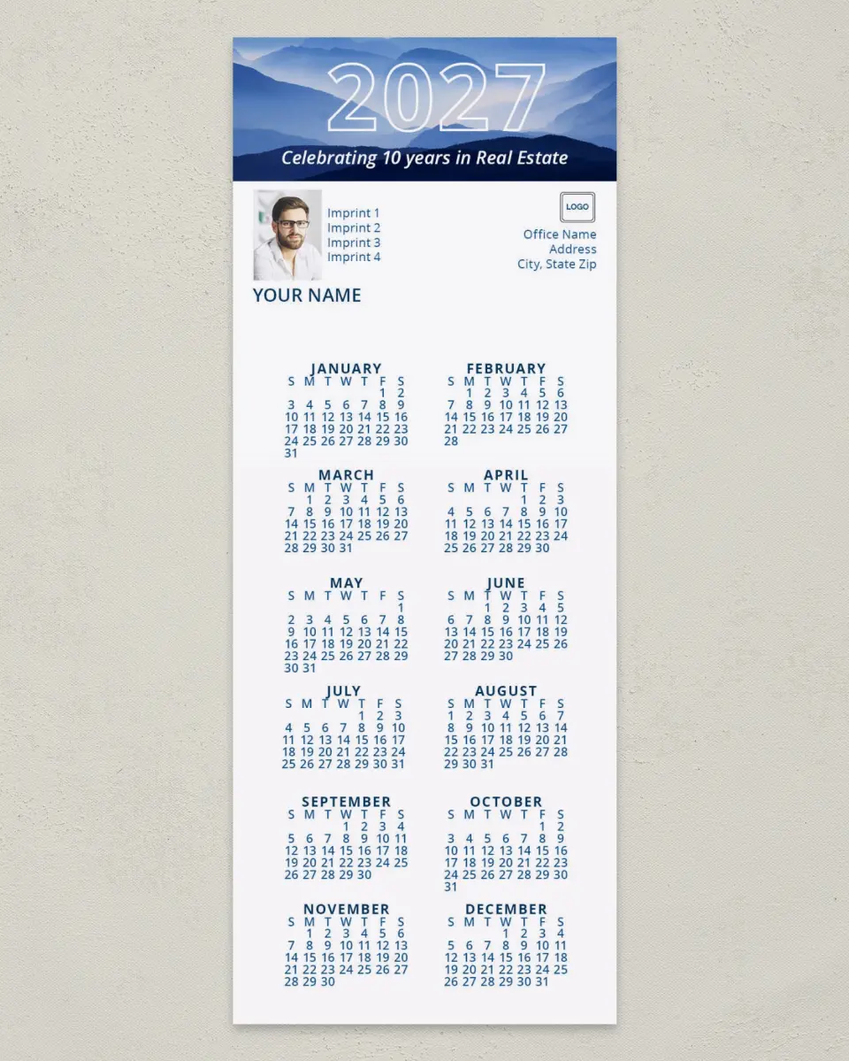 This is a 3½" x 9" Calendar MagnetCard called Mountain Haze printed in full color