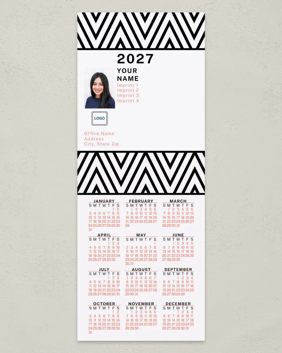 This is a 3½" x 9" Calendar MagnetCard called Bold Zig Zag printed in full color
