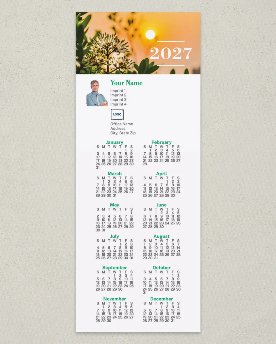 This is a 3½" x 9" Calendar MagnetCard called Day Brightener printed in full color