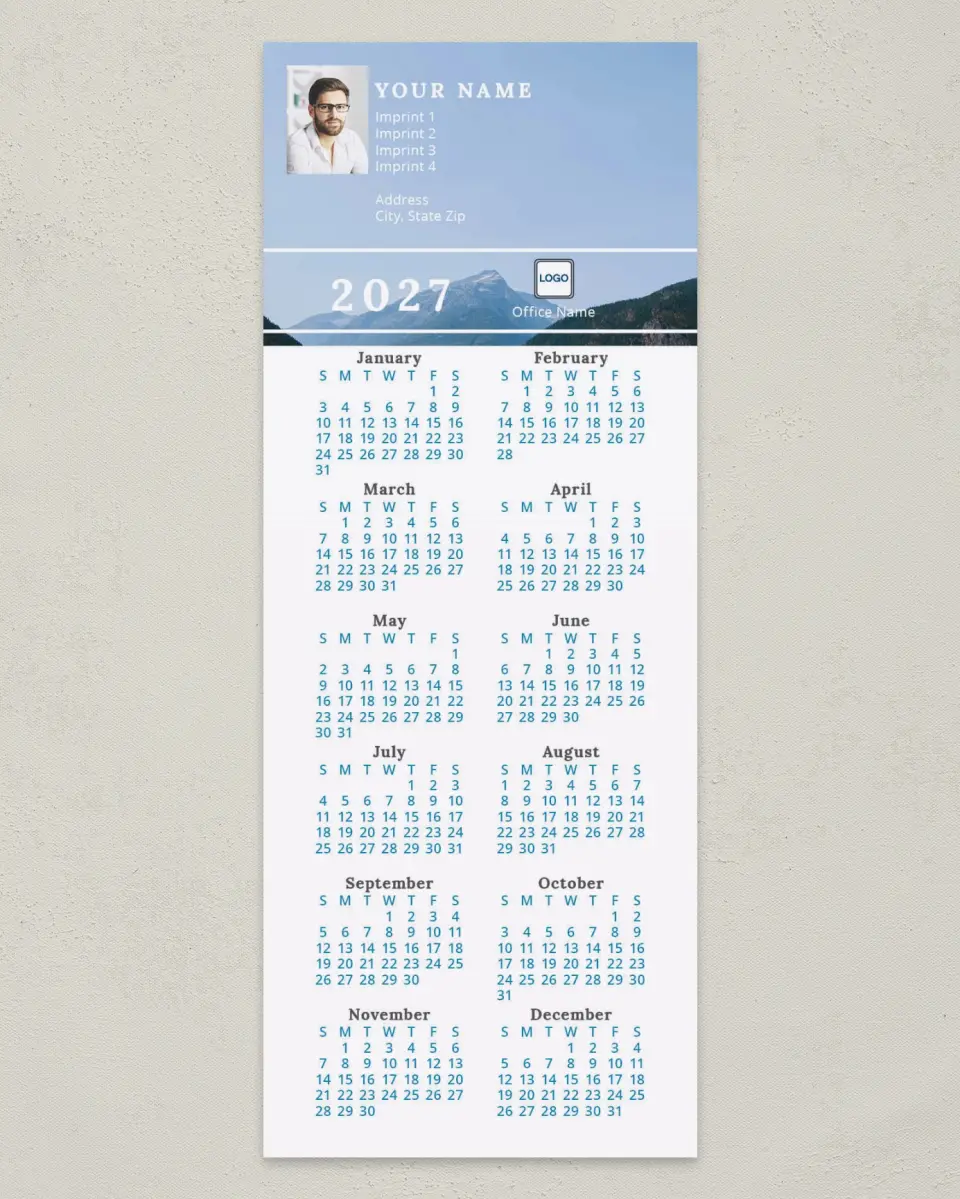 This is a 3½" x 9" Calendar MagnetCard called Serene Scene printed in full color