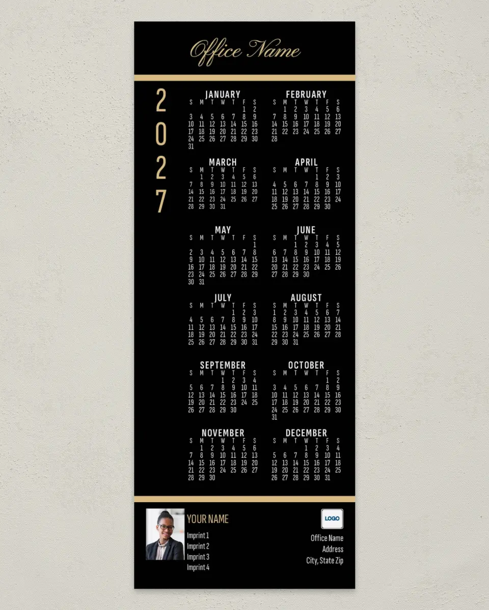 This is a 3½" x 9" Calendar MagnetCard called Bold Elegance printed in full color
