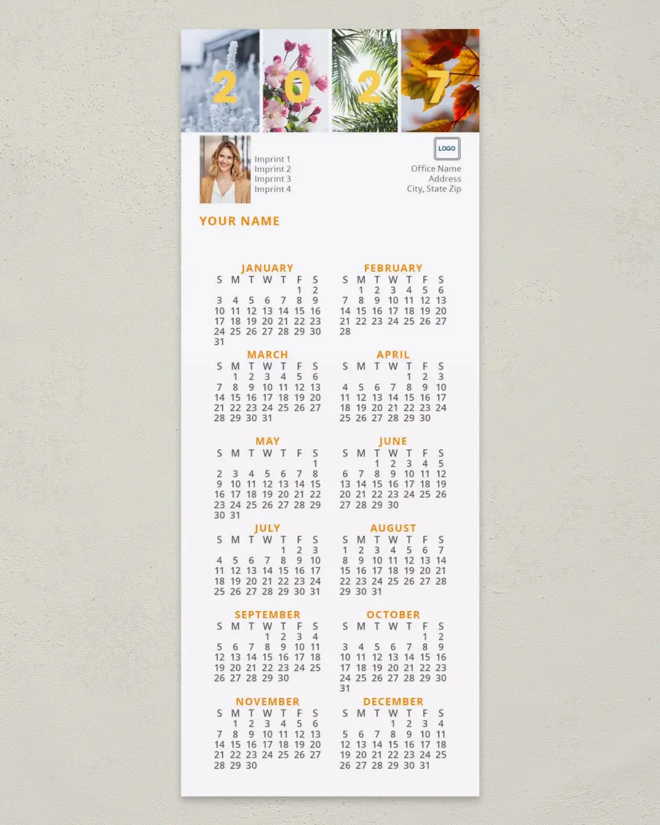 This is a 3½" x 9" Calendar MagnetCard called Seasons Captured printed in full color