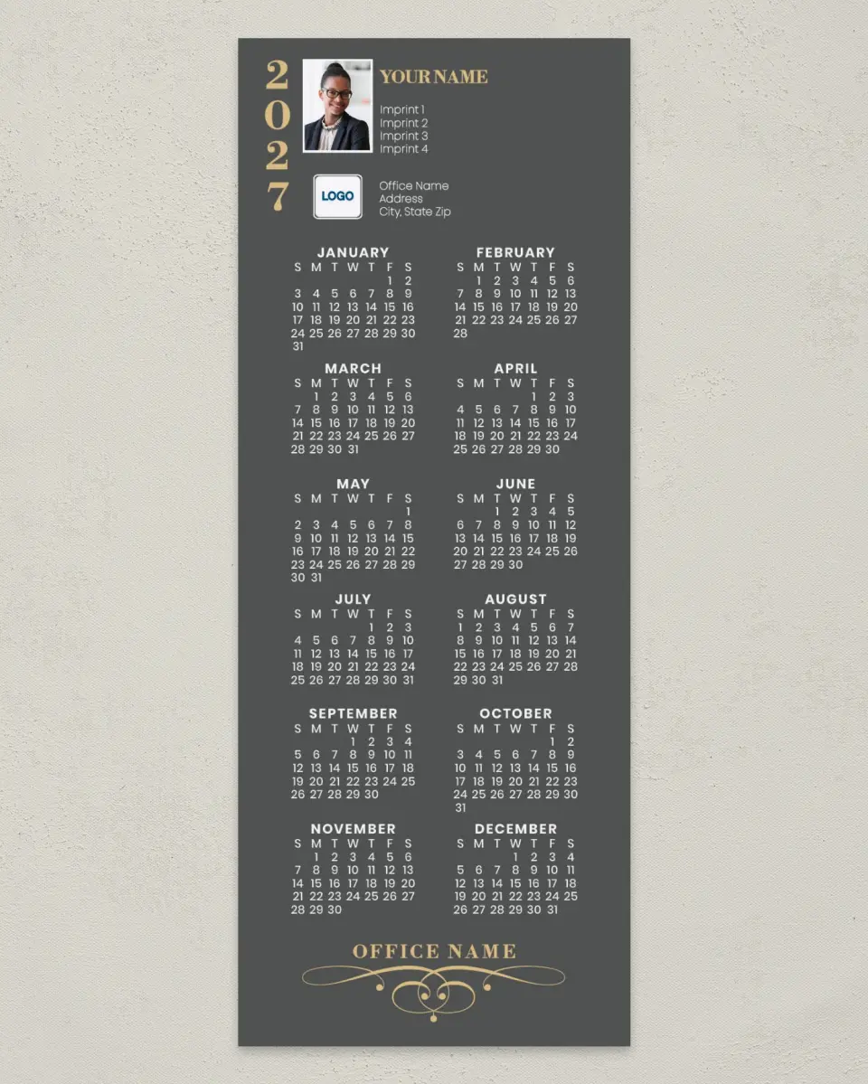 This is a 3½" x 9" Calendar MagnetCard called Touch of Class printed in full color