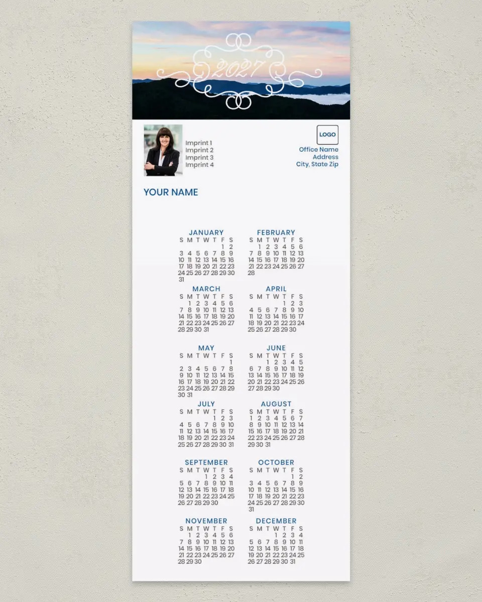 This is a 3½" x 9" Calendar MagnetCard called Yearly Reflection printed in full color