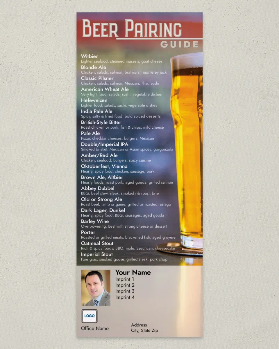 This is a 3½" x 9" Household Tip called Beer Pairing printed in full color