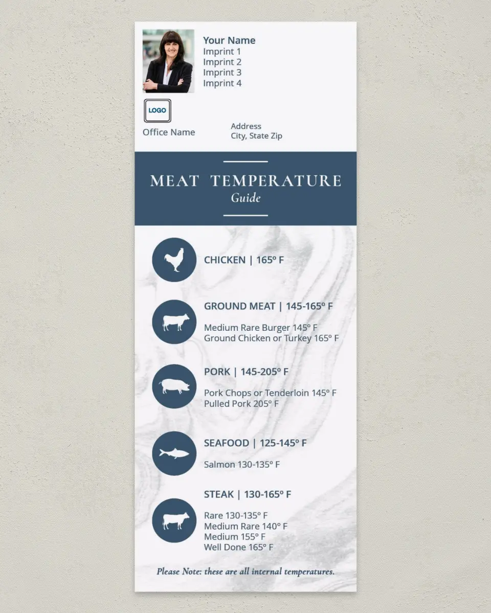 This is a 3½" x 9" Household Tip called Meat Temperature Guide printed in full color