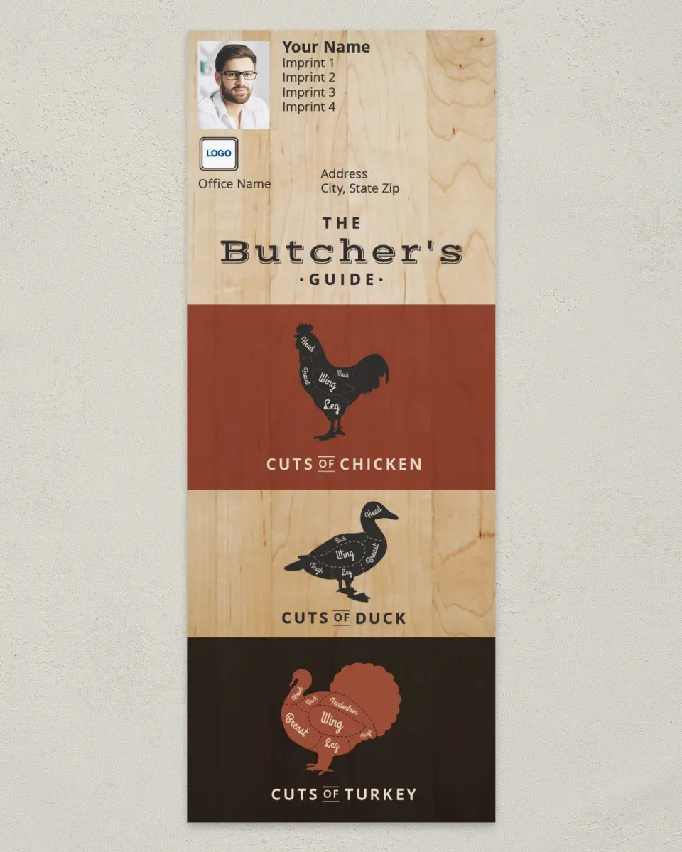 This is a 3½" x 9" Household Tip called The Butcher's Guide (Chicken, Turkey, & Duck) printed in full color