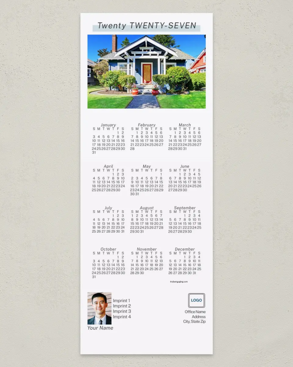 This is a 3½" x 9" Calendar MagnetCard called Curbside Charm printed in full color