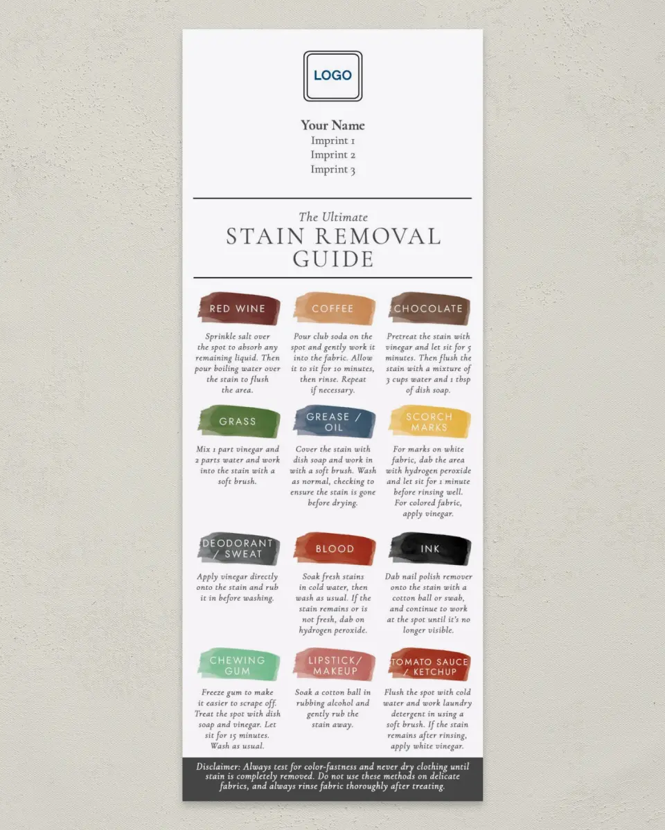 This is a 3½" x 9" Household Tip called Stain Rescue printed in full color