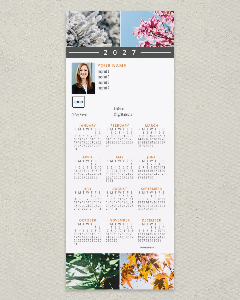 This is a 3½" x 9" Calendar MagnetCard called Seasonal Bliss printed in full color