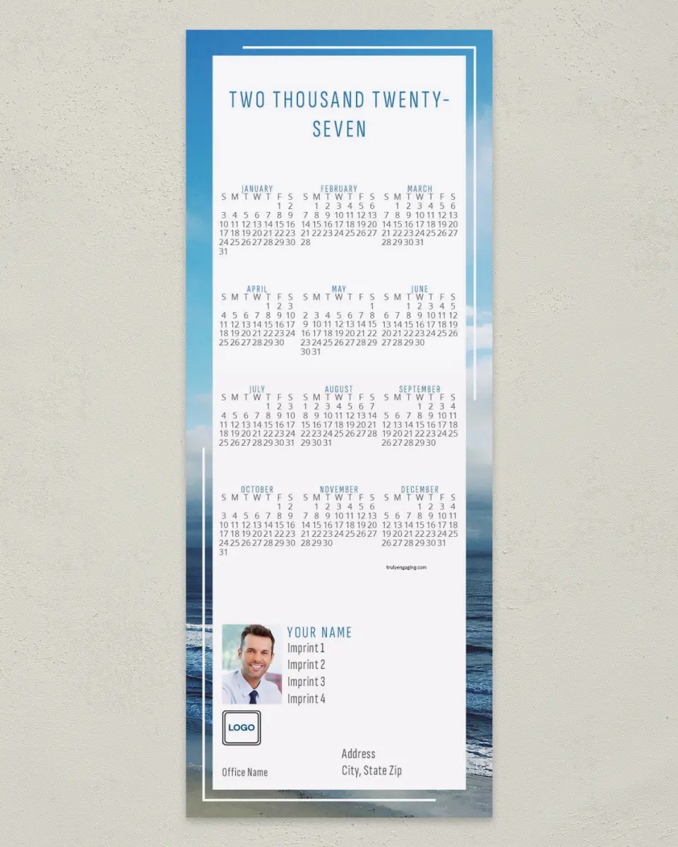 This is a 3½" x 9" Calendar MagnetCard called Serene Sea printed in full color