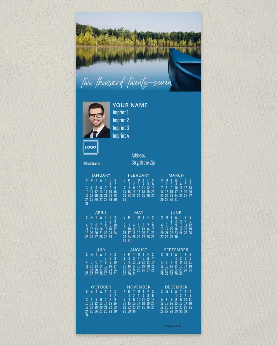 This is a 3½" x 9" Calendar MagnetCard called Lakeside Dream printed in full color