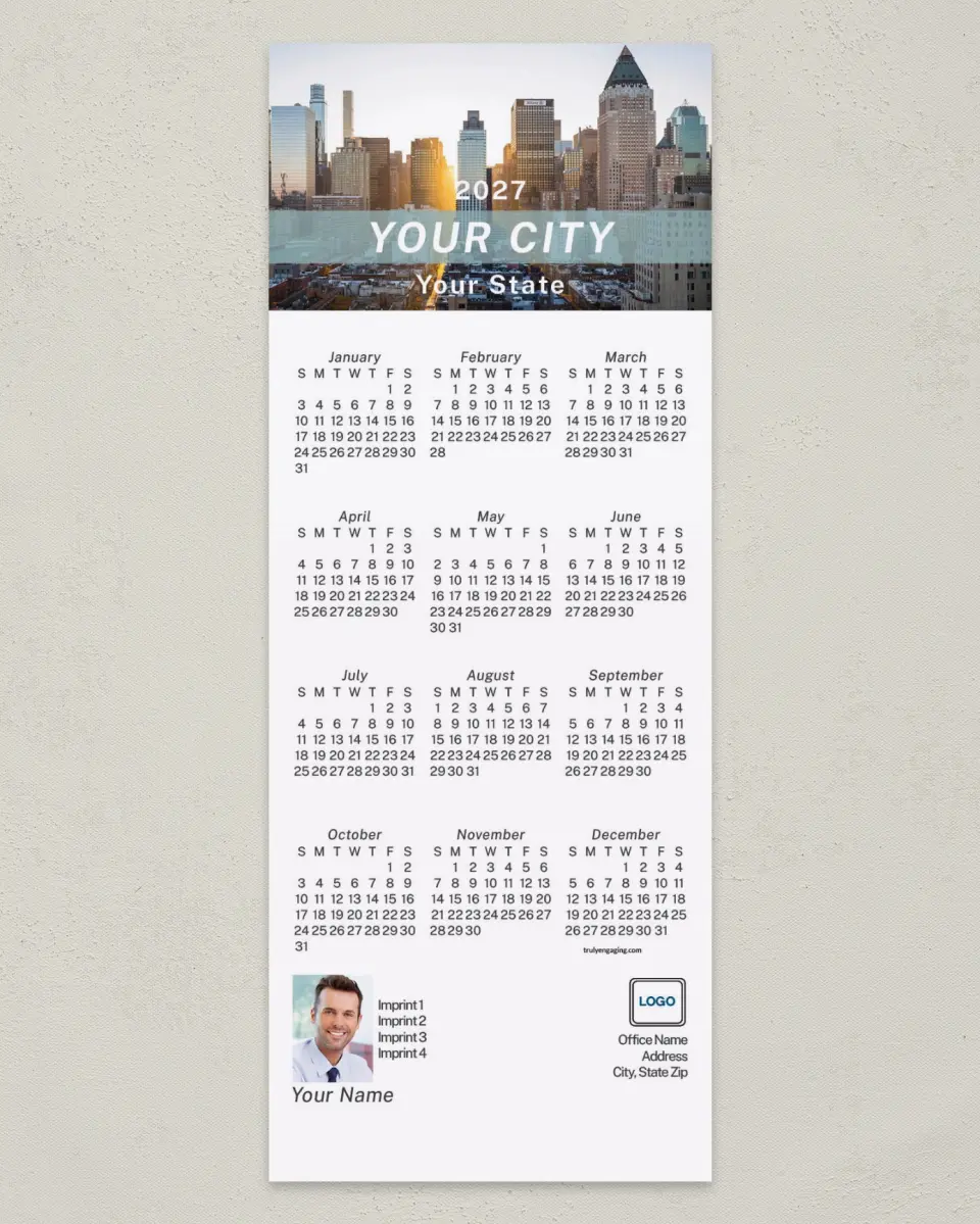 This is a 3½" x 9" Calendar MagnetCard called Urban Life printed in full color