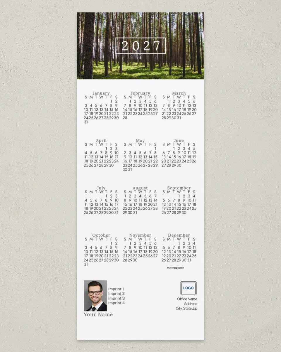 This is a 3½" x 9" Calendar MagnetCard called Lush Forest printed in full color
