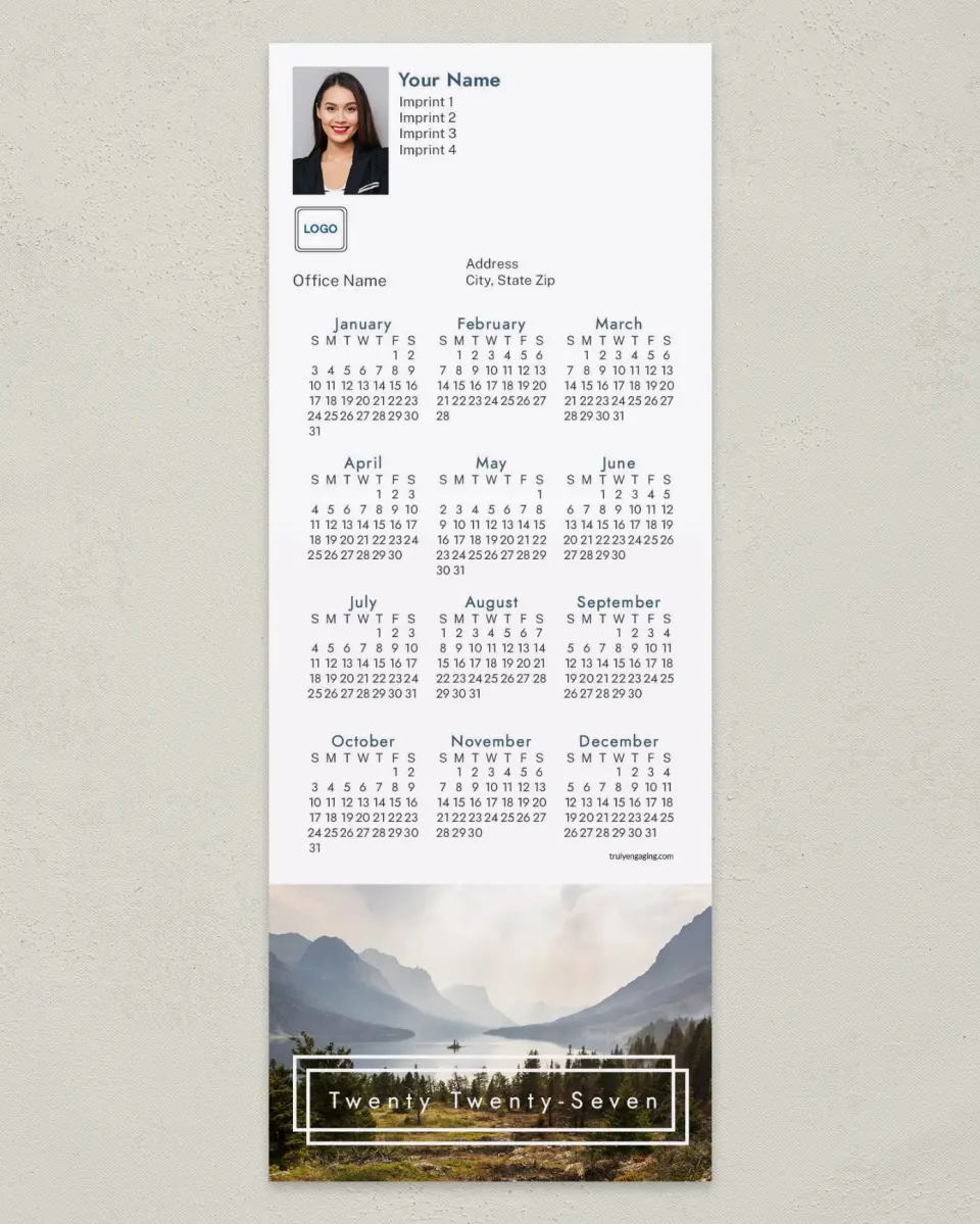 This is a 3½" x 9" Calendar MagnetCard called Scenic Retreat printed in full color