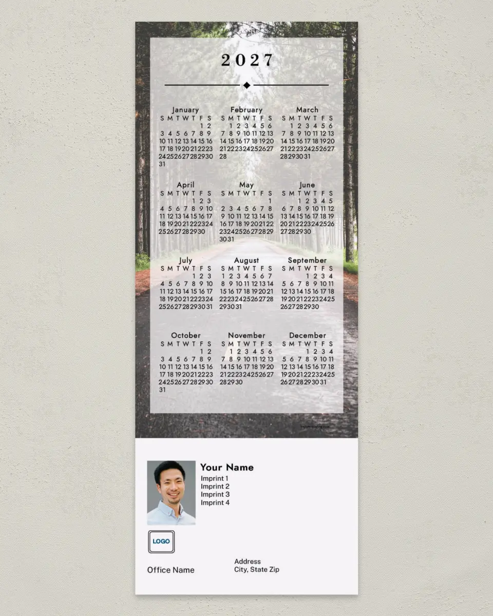 This is a 3½" x 9" Calendar MagnetCard called Down the Path printed in full color