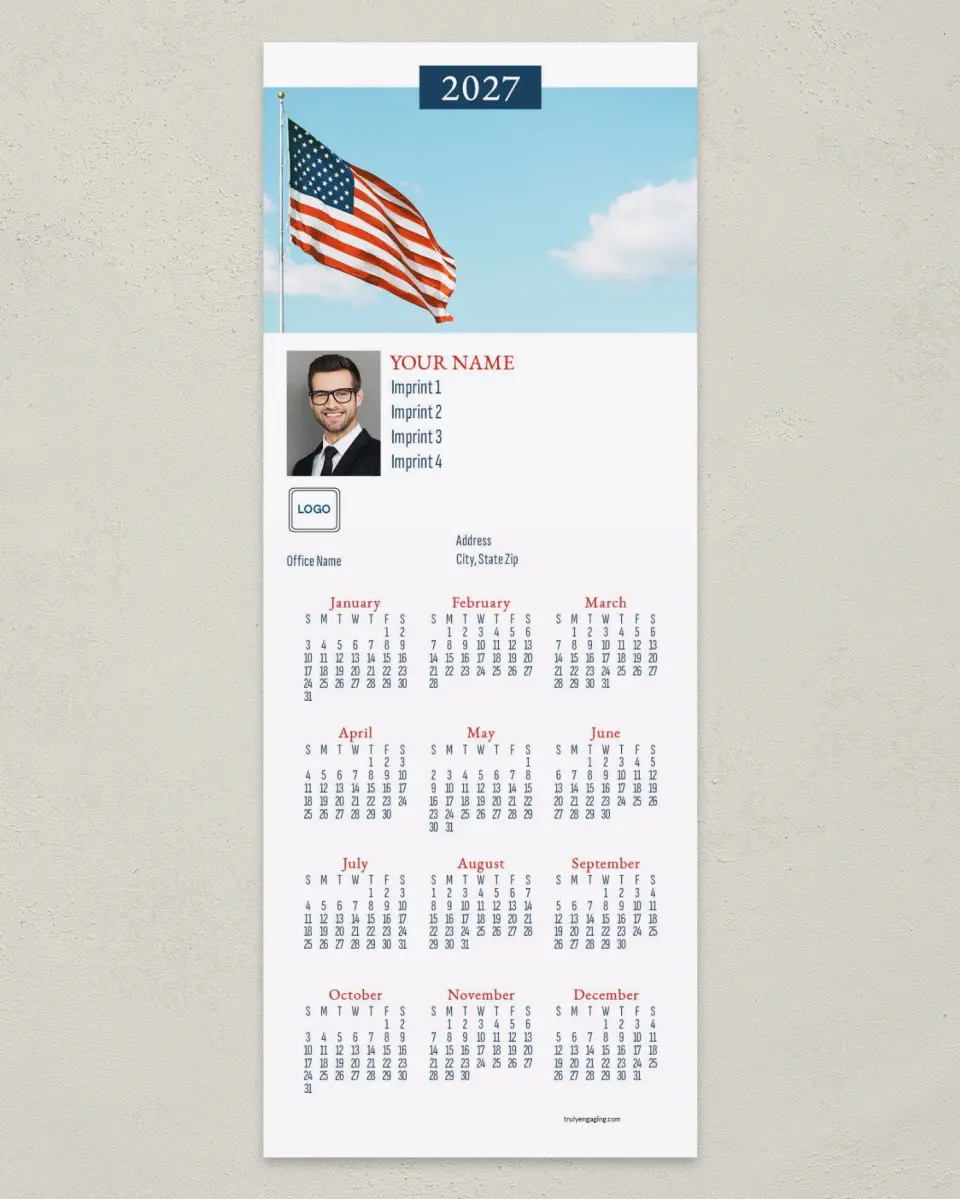 This is a 3½" x 9" Calendar MagnetCard called Blue Skies printed in full color