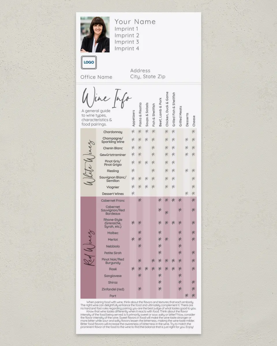 This is a 3½" x 9" Household Tip called Wine Guide printed in full color