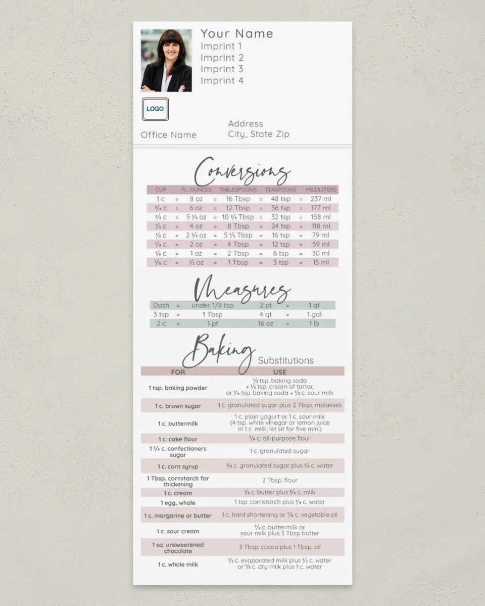 This is a 3½" x 9" Household Tip called Baking Substitutions printed in full color