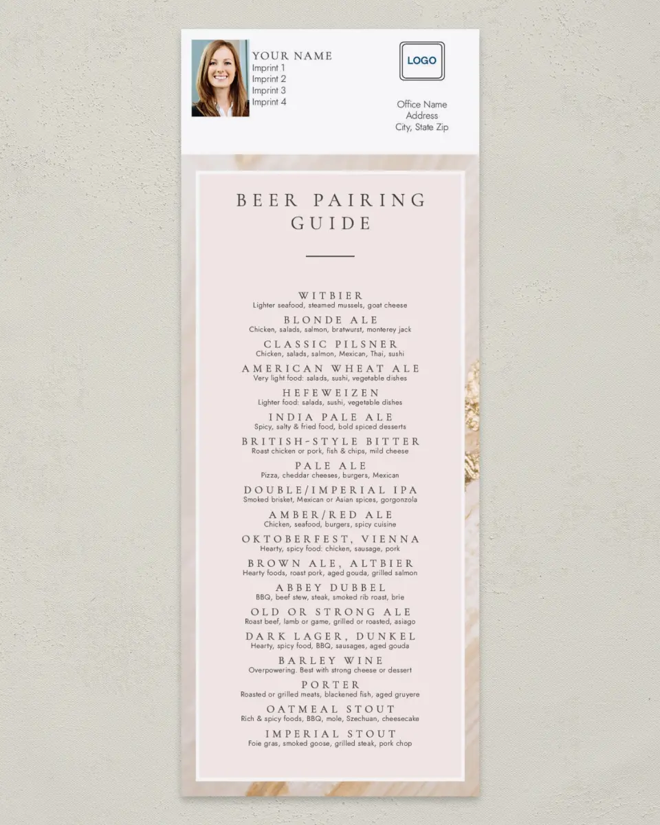 This is a 3½" x 9" Household Tip called Beer Pairing printed in full color