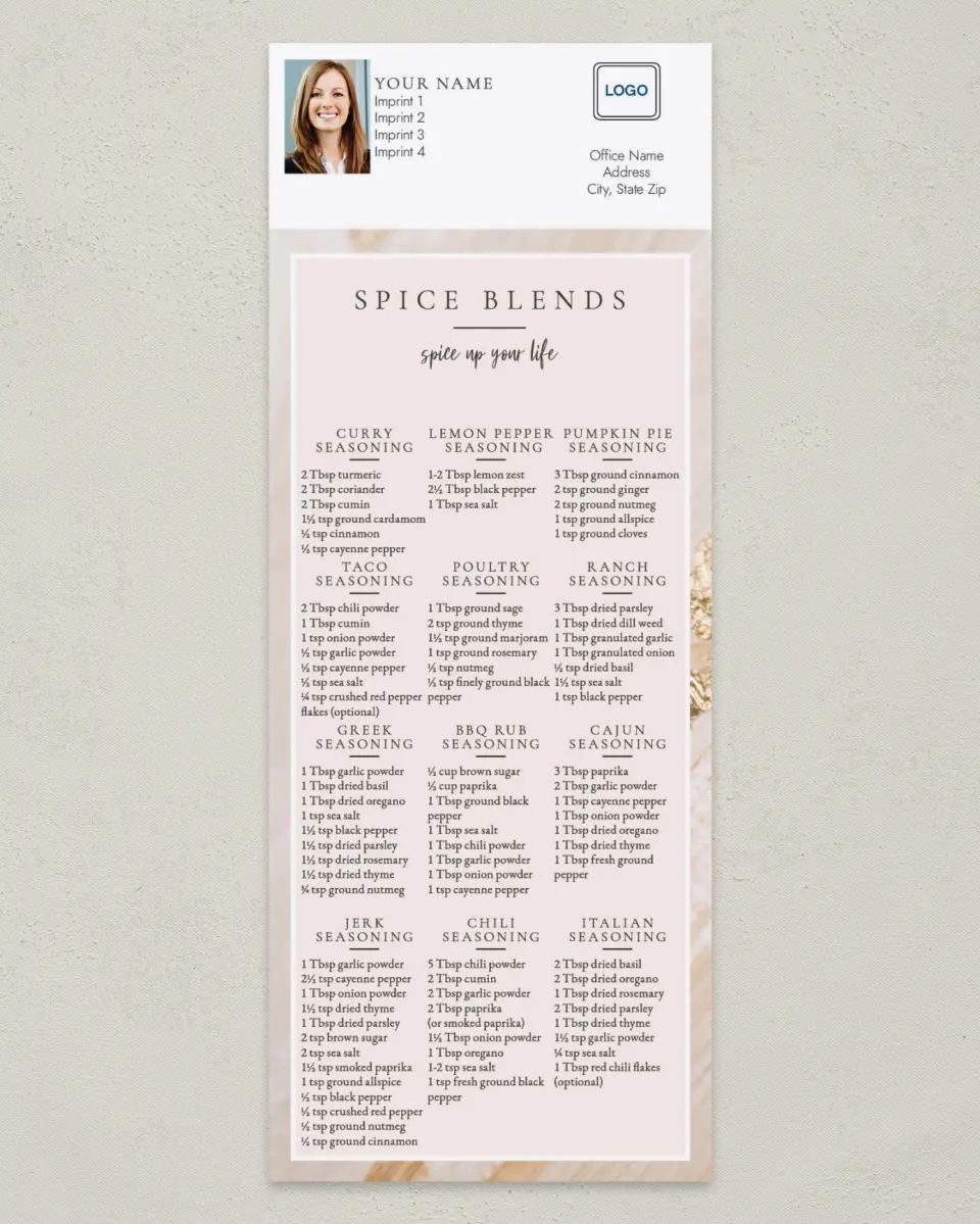 This is a 3½" x 9" Household Tip called Spice Blends printed in full color