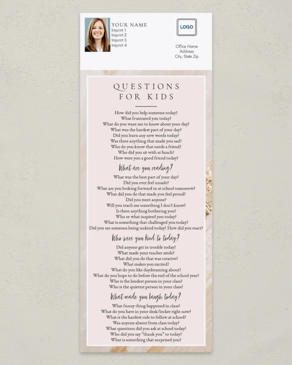 This is a 3½" x 9" Household Tip called Questions for Kids printed in full color
