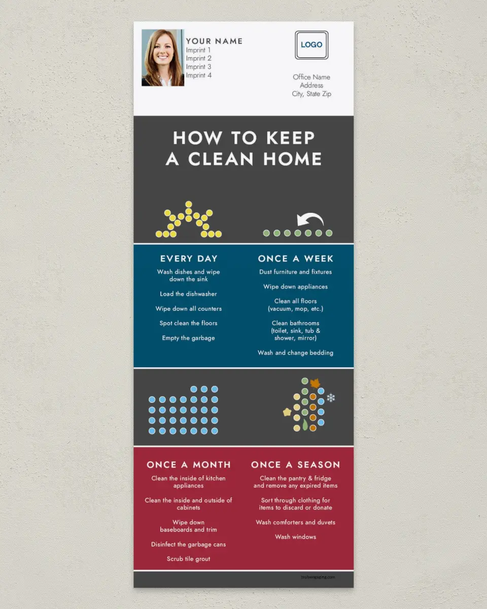 This is a 3½" x 9" Household Tip called How to Keep a Clean Home printed in full color