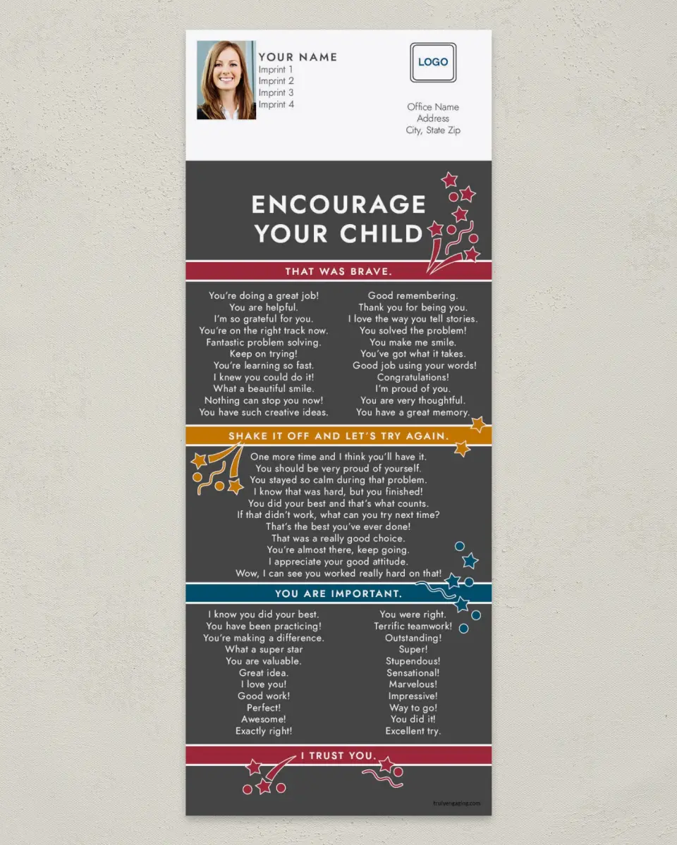 This is a 3½" x 9" Household Tip called Encourage your Child printed in full color