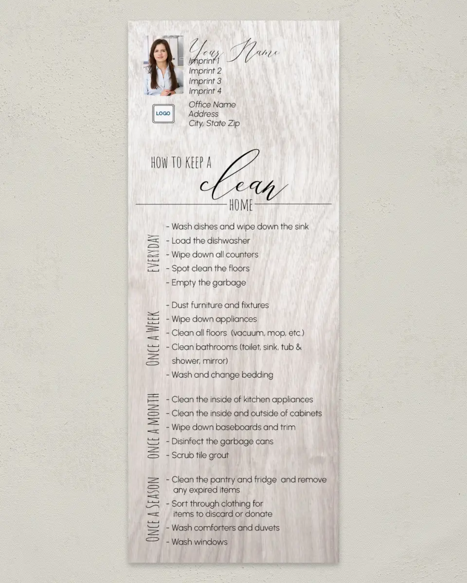 This is a 3½" x 9" Household Tip called How to Keep a Clean Home printed in full color