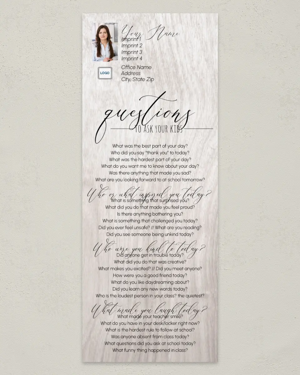 This is a 3½" x 9" Household Tip called Questions to Ask Your Kids printed in full color