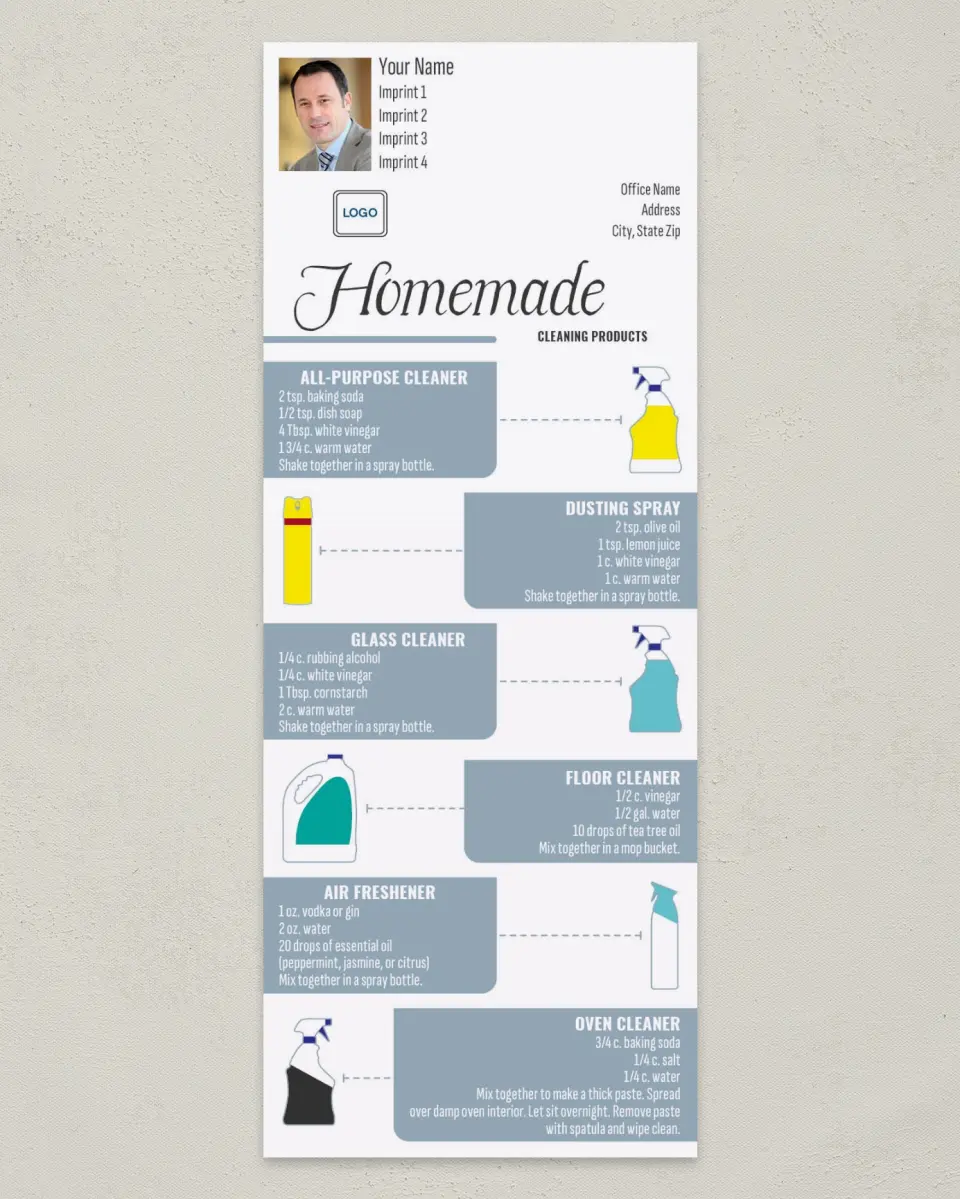 This is a 3½" x 9" Household Tip called Homemade Cleaning Products printed in full color