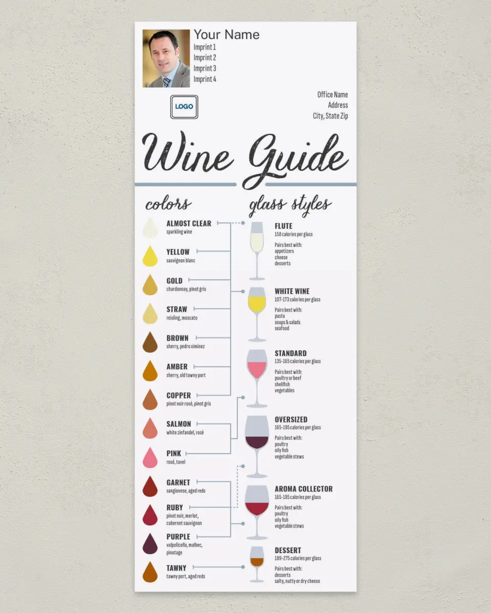 This is a 3½" x 9" Household Tip called Wine Guide printed in full color