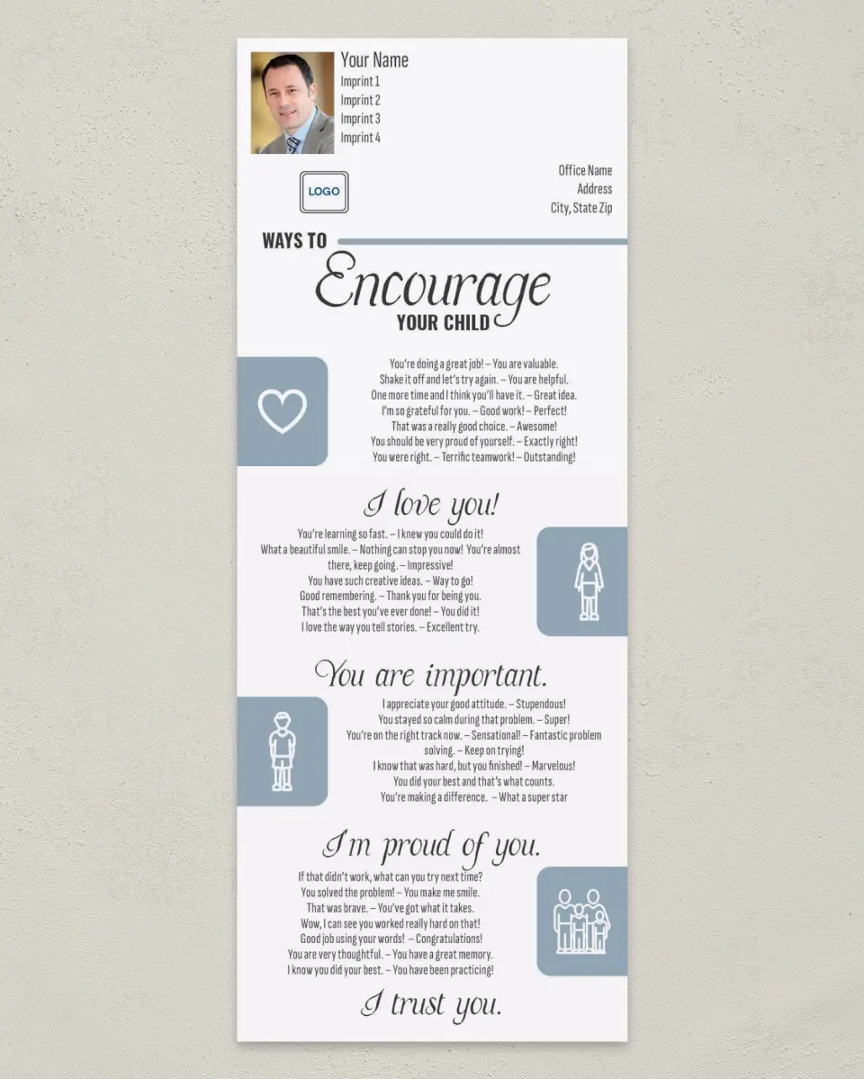 This is a 3½" x 9" Household Tip called Ways to Encourage Your Child printed in full color