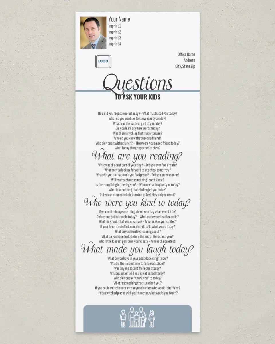 This is a 3½" x 9" Household Tip called Questions to Ask Your Kids printed in full color