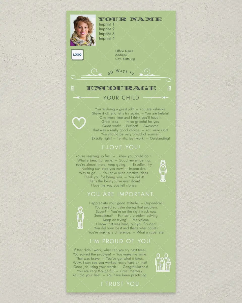 This is a 3½" x 9" Household Tip called Encourage Your Child printed in full color