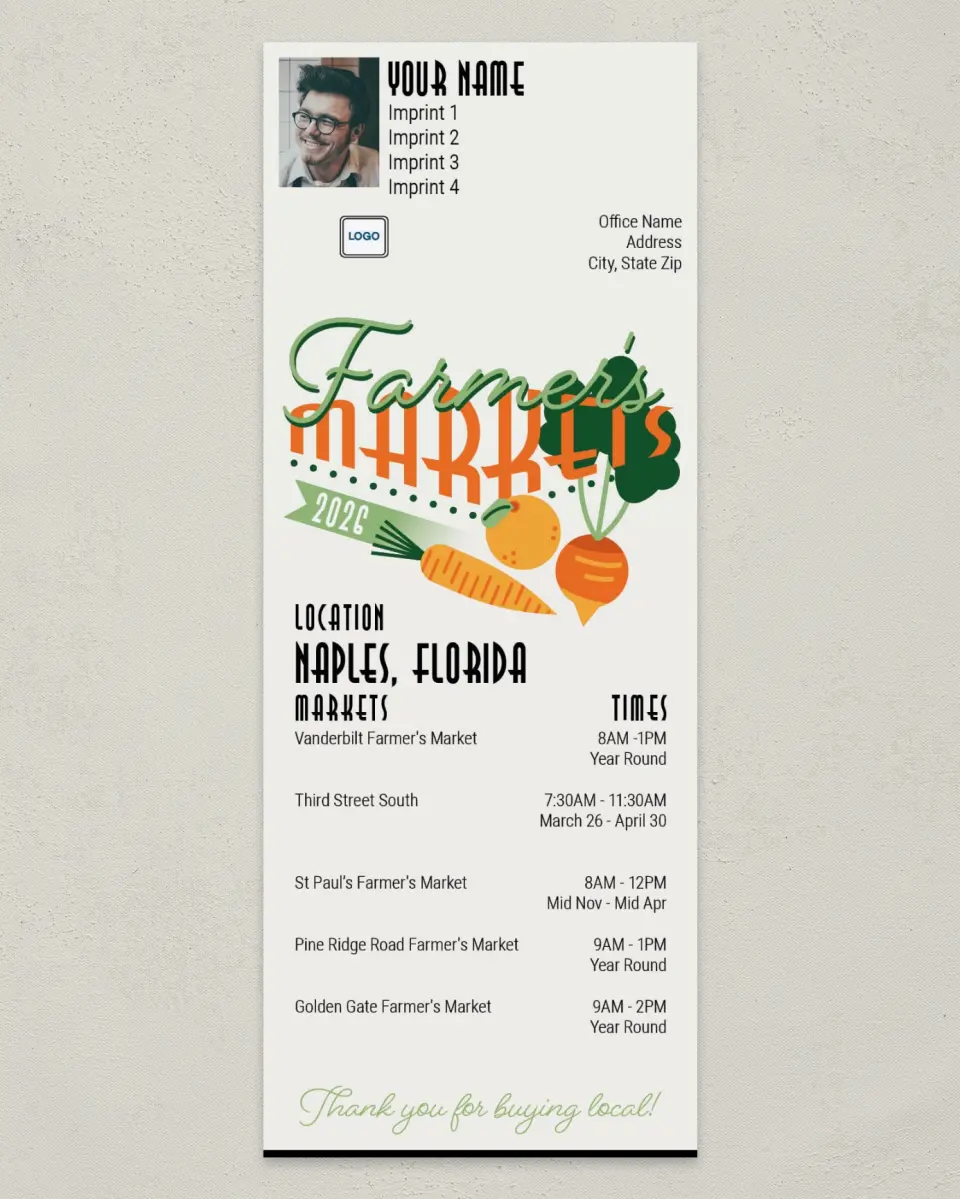 This is a 3½" x 9" Event Schedule called Produce Stand printed in full color