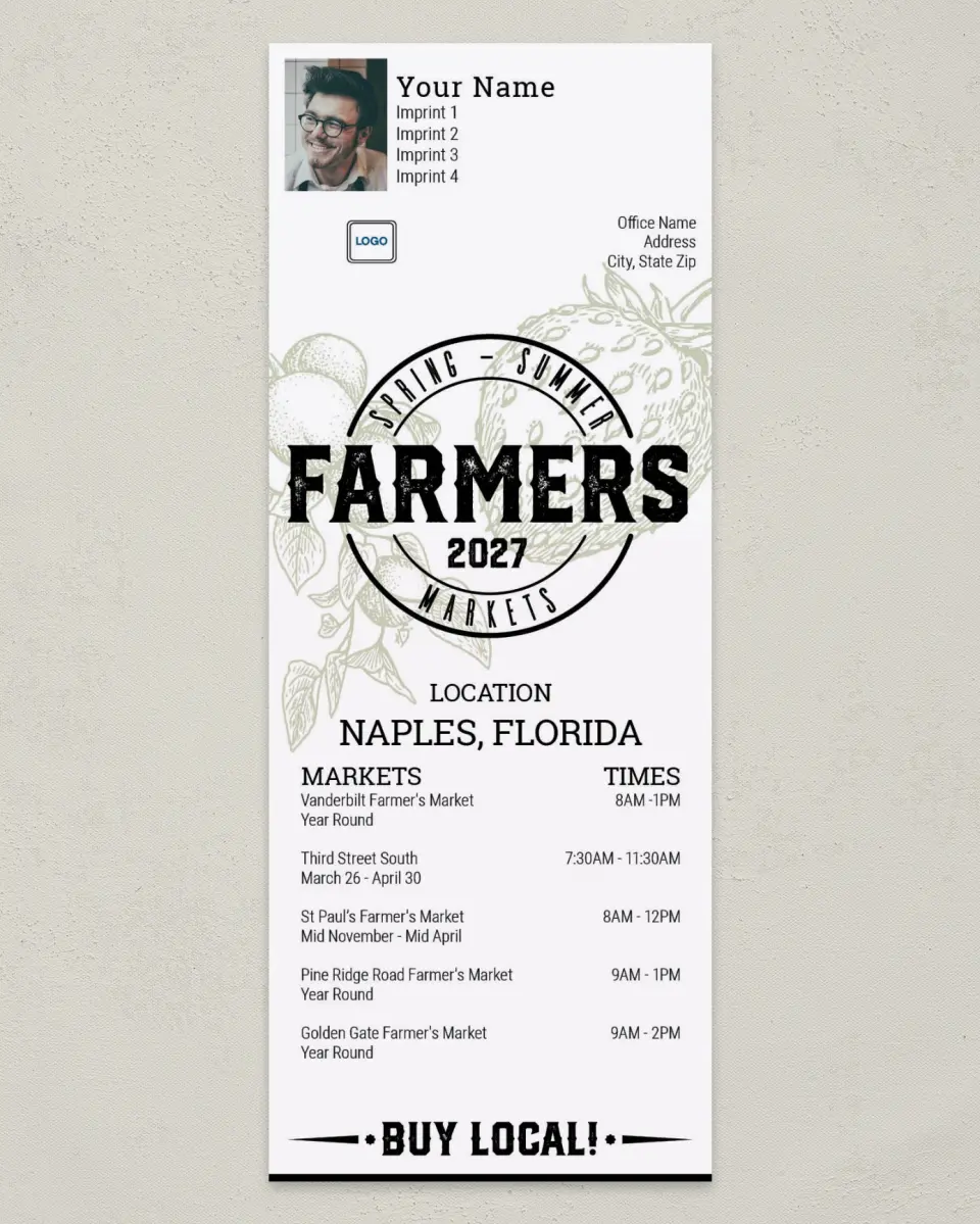 This is a 3½" x 9" Event Schedule called Buy Local printed in full color