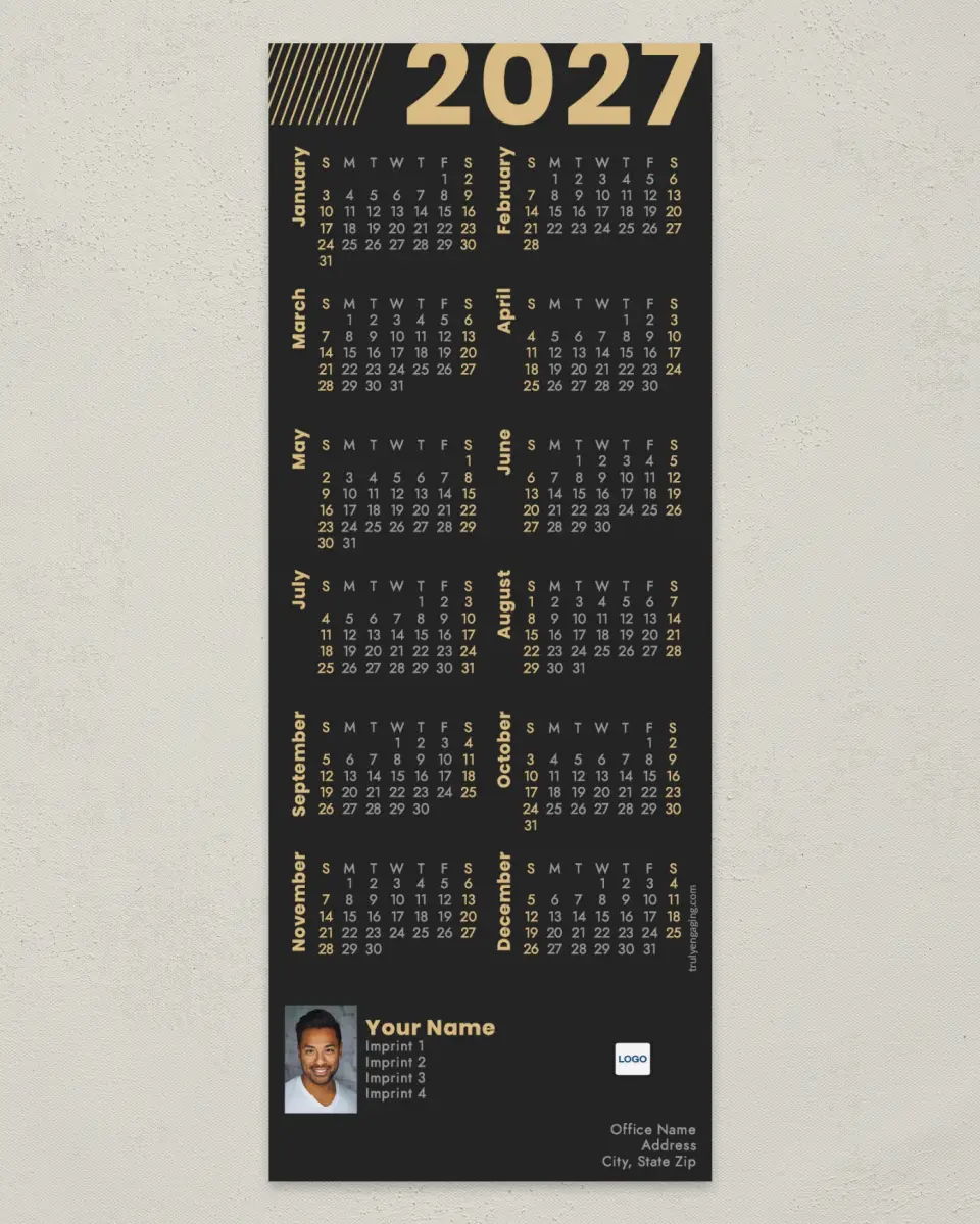 This is a 3½" x 9" Calendar MagnetCard called Grand Year printed in full color