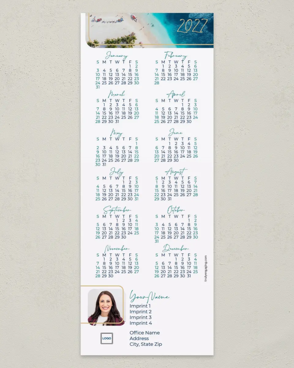 This is a 3½" x 9" Calendar MagnetCard called Ocean Picture printed in full color