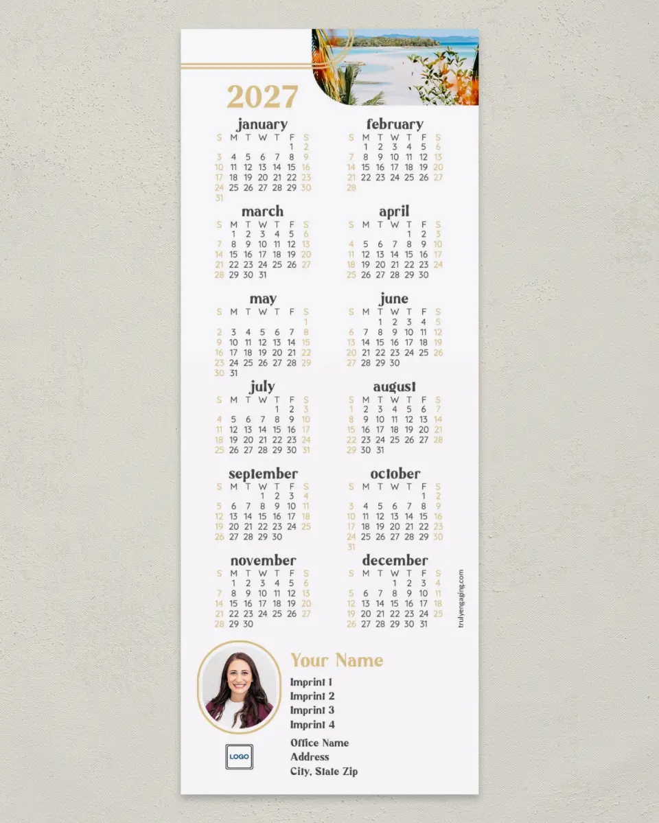 This is a 3½" x 9" Calendar MagnetCard called Seas the Day printed in full color