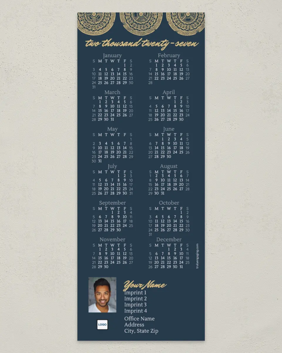 This is a 3½" x 9" Calendar MagnetCard called Decorative Disk printed in full color