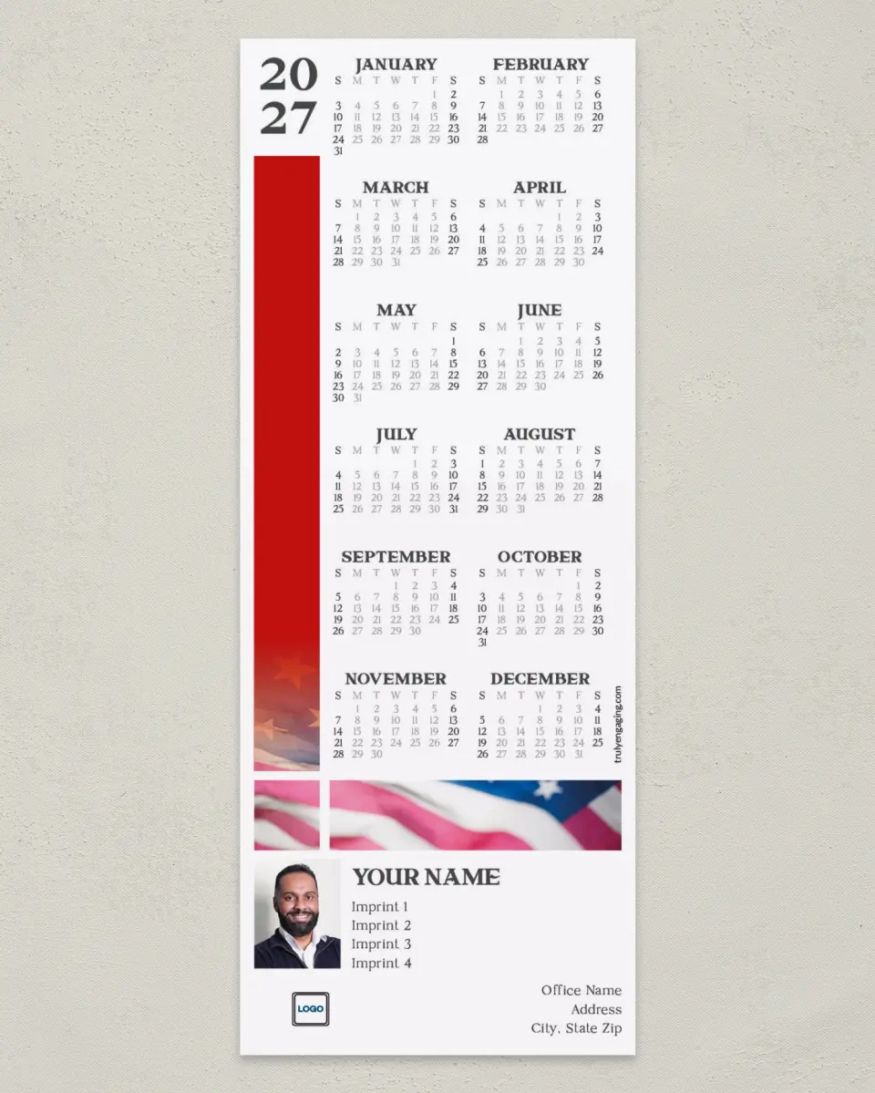 This is a 3½" x 9" Calendar MagnetCard called Patriotic Gradient printed in full color