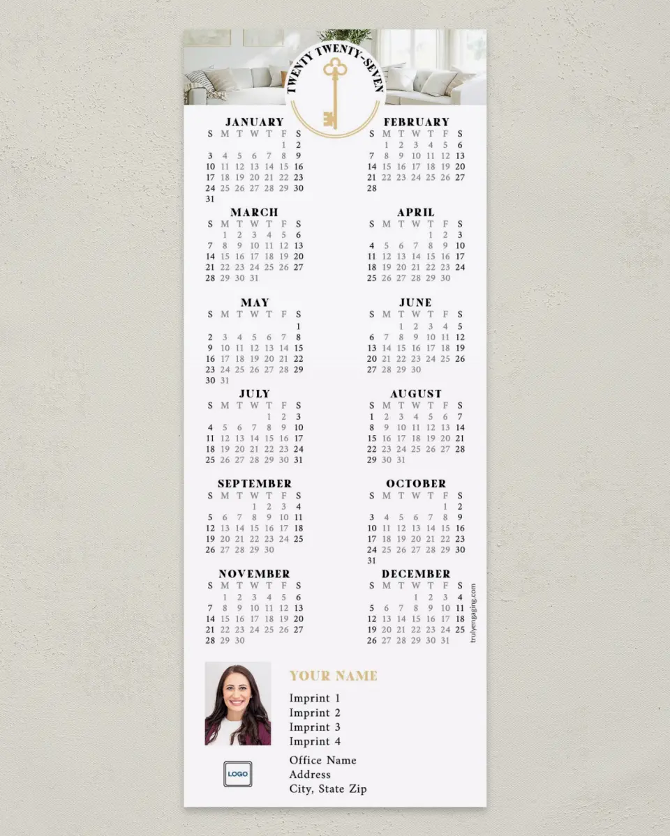 This is a 3½" x 9" Calendar MagnetCard called House Key printed in full color
