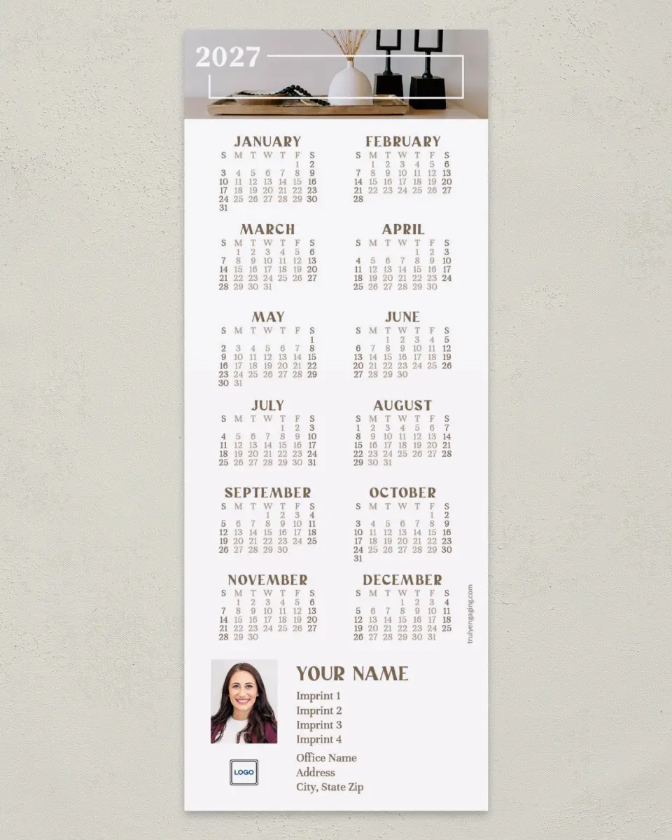 This is a 3½" x 9" Calendar MagnetCard called Home Border printed in full color