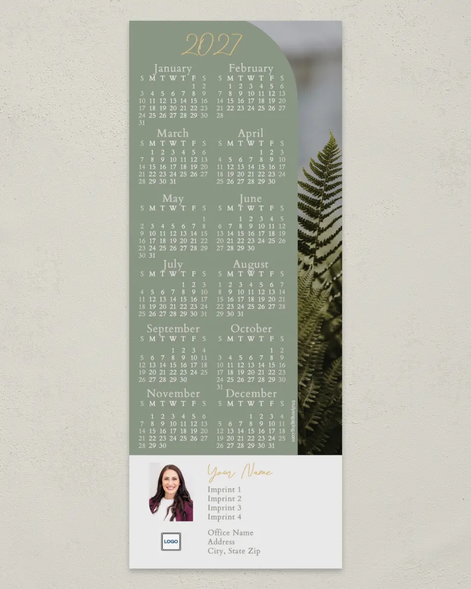 This is a 3½" x 9" Calendar MagnetCard called Fern Arc printed in full color