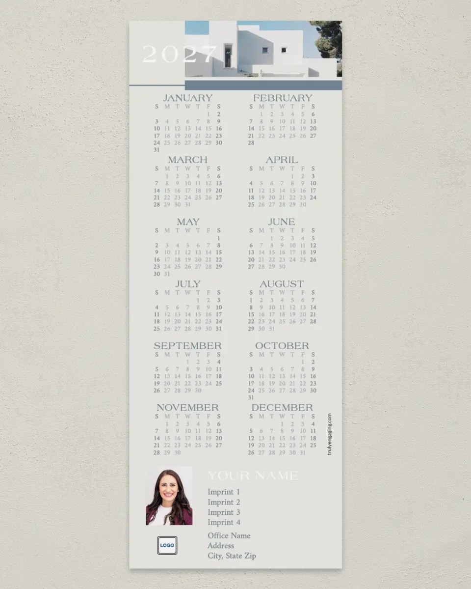This is a 3½" x 9" Calendar MagnetCard called Mod Home printed in full color