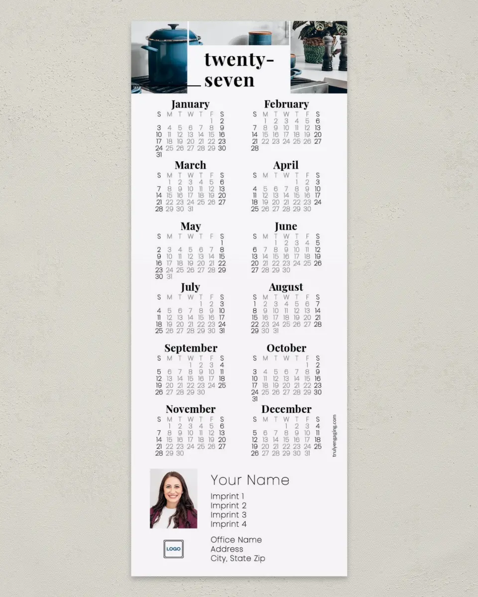 This is a 3½" x 9" Calendar MagnetCard called Pretty Pots printed in full color