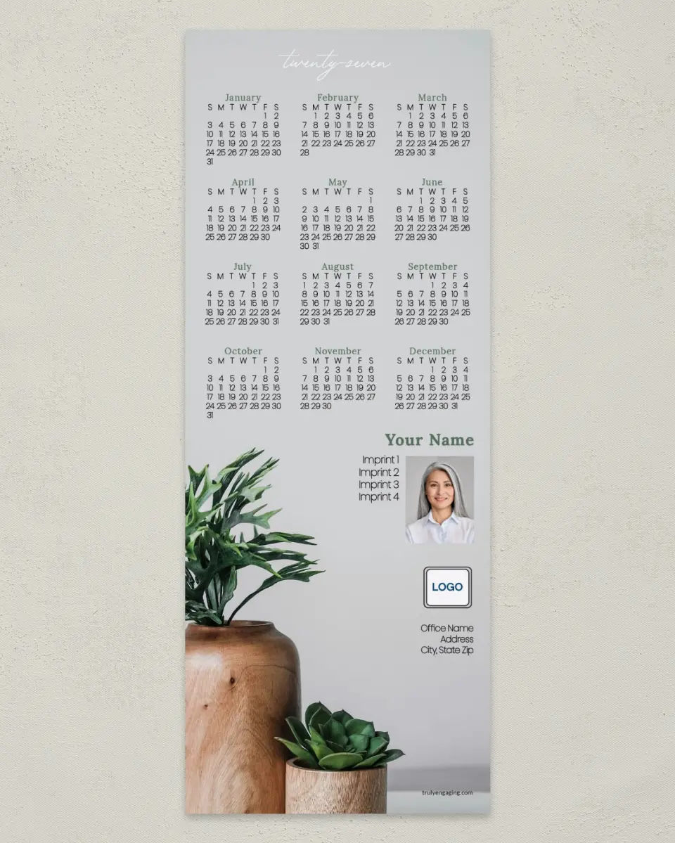 This is a 3½" x 9" Calendar MagnetCard called Modern Plants printed in full color