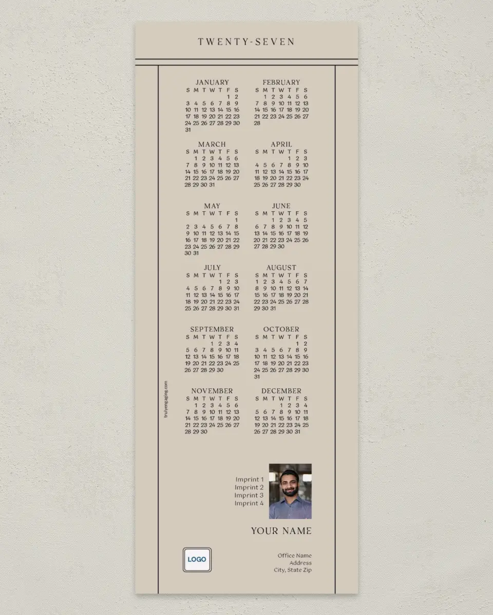 This is a 3½" x 9" Calendar MagnetCard called Classic Line printed in full color