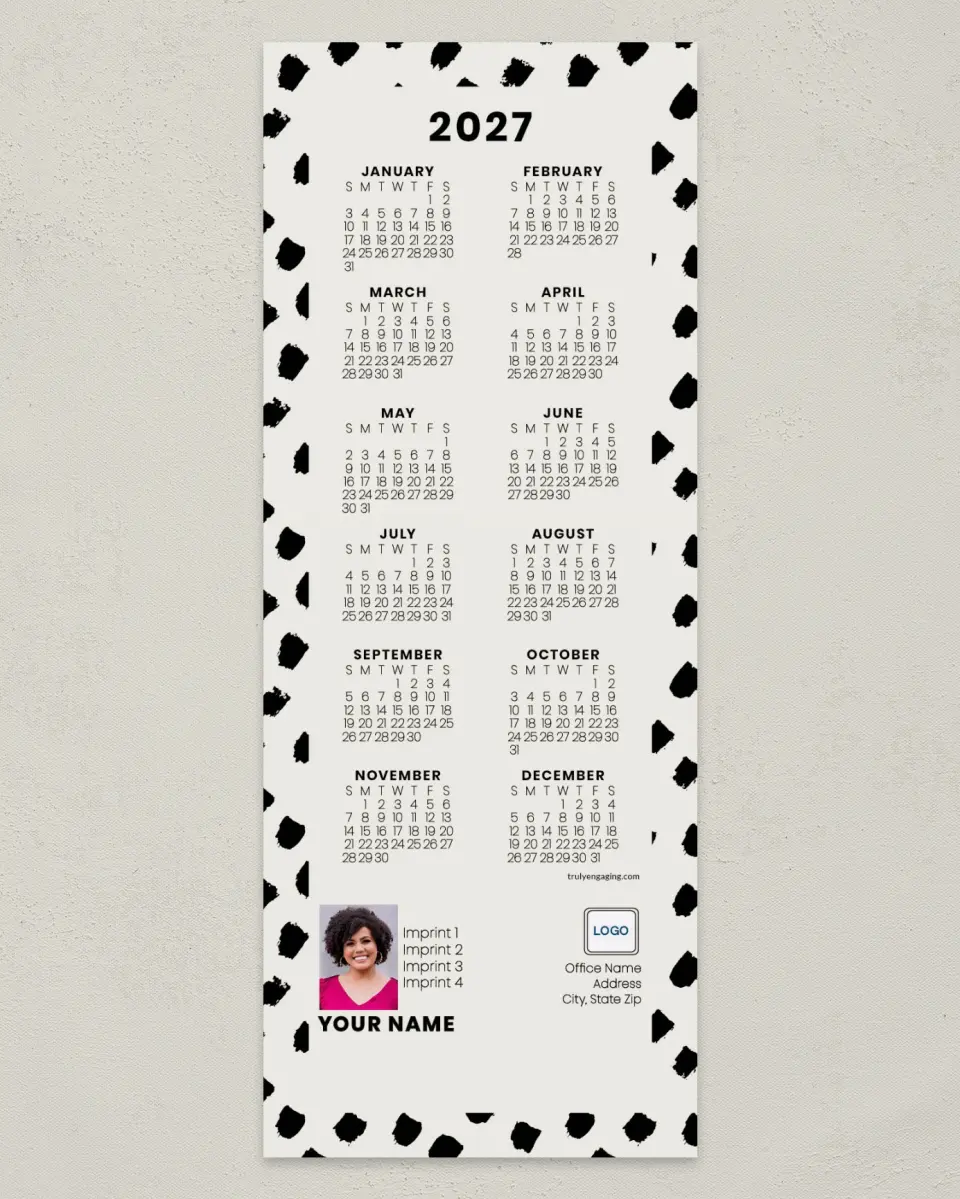This is a 3½" x 9" Calendar MagnetCard called Chic Spots printed in full color